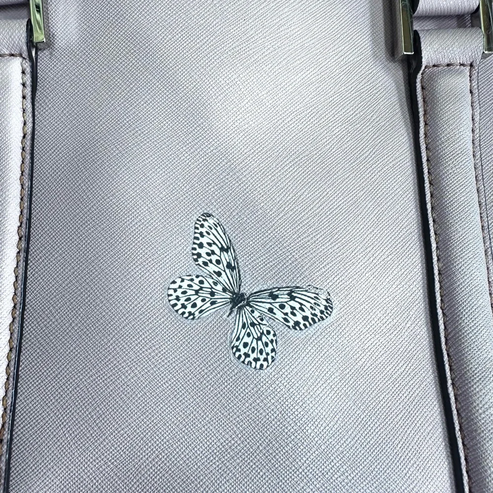 Kate Spade Light Pink Satchel with Floral and butterfly  Design 100% leather